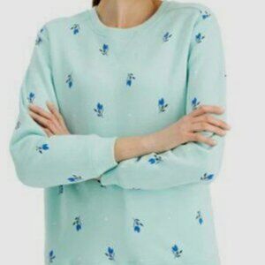 Karen Scott Sweatshirt Womens Plus size 3X Blue Flowers Print Pullover Mint